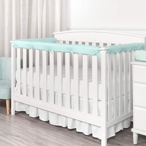 TILLY U AQUA 3 PK PADDED BABY CRIB RAIL COVER PROTECTOR SET
